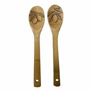 Set of 2 Bamboo Wooden Spoons with Lemon Design Laser Engraved